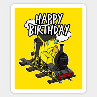 Birthday Train Steam Locomotive Railway Model Railroad (Yellow) Magnet